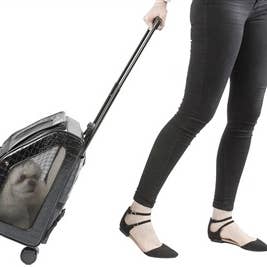 Petote Rio Dog Carrier On Wheels - Black Faux Croco
