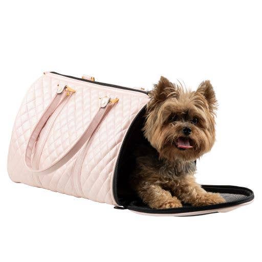 Petote Duffel Dog Carrier - Pink Quilted