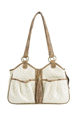 Petote Metro Dog Carrier - Ivory Quilted
