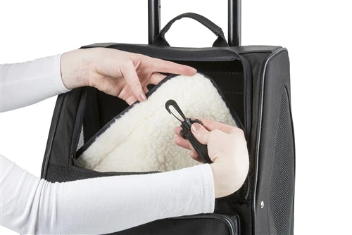 Petote Rio Dog Carrier On Wheels - Black Faux Croco