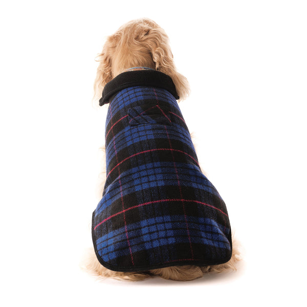 Up Country Plaid Fleece Lined Dog Coat – Blue