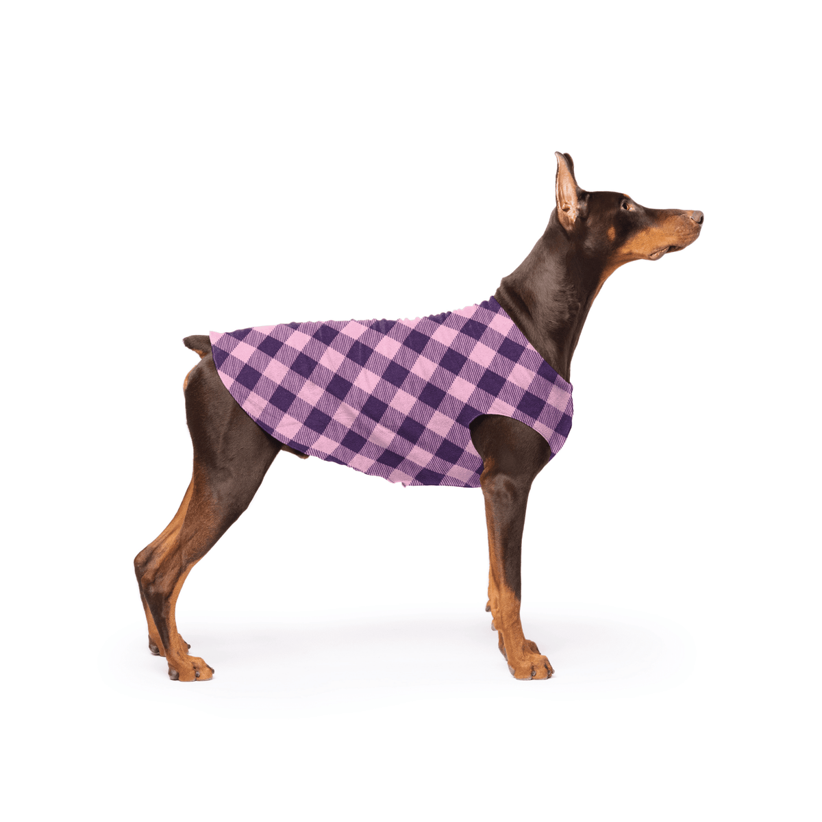 Gold Paw Stretch Fleece Dog Coat - Buffalo Check (Rose)