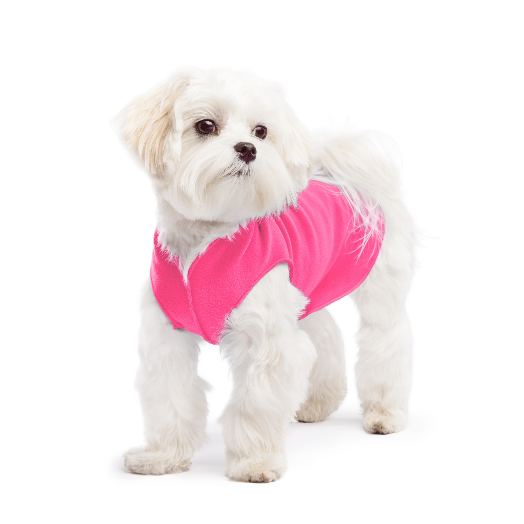 Gold Paw Stretch Fleece Dog Coat - Hot Pink