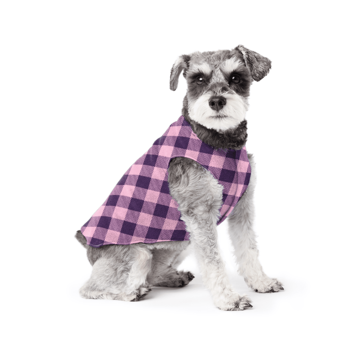 Gold Paw Stretch Fleece Dog Coat - Buffalo Check (Rose)
