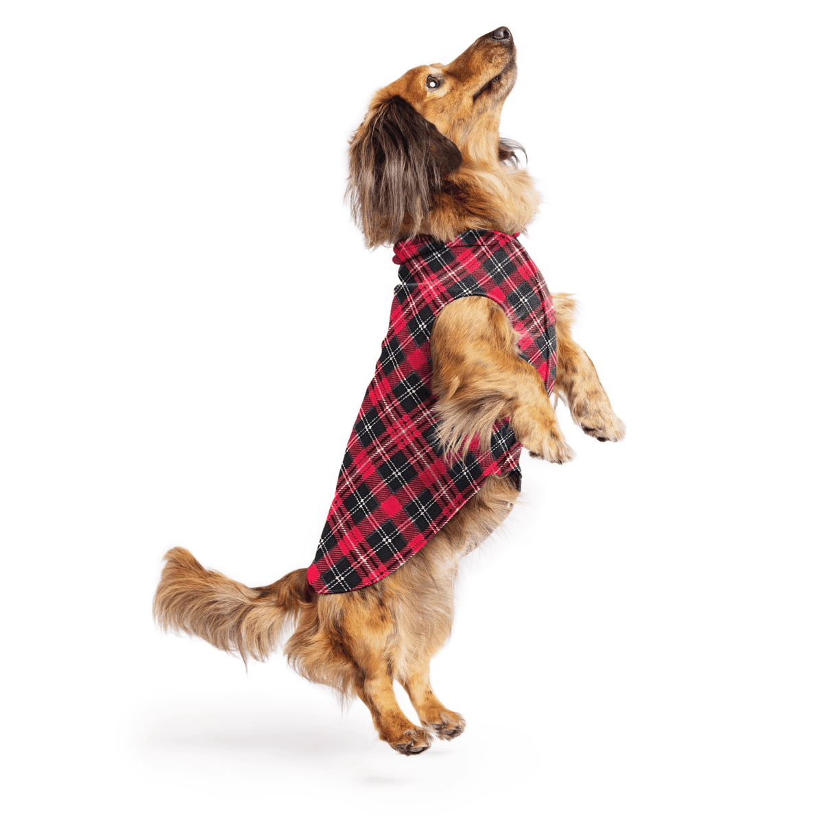 Gold Paw Stretch Fleece Dog Coat - Red Classic Plaid