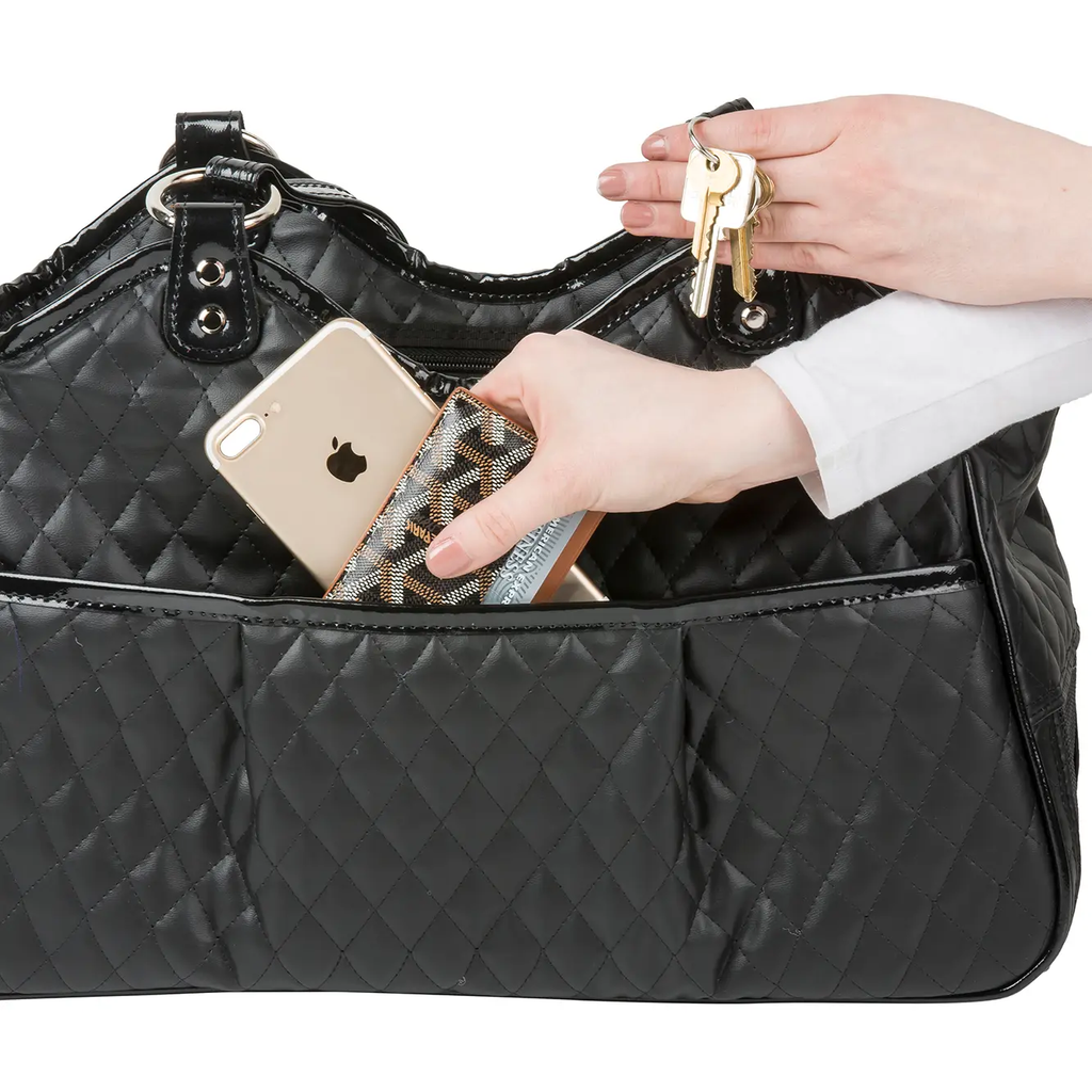 Petote Quilted Luxe Metro Dog Carrier - Black