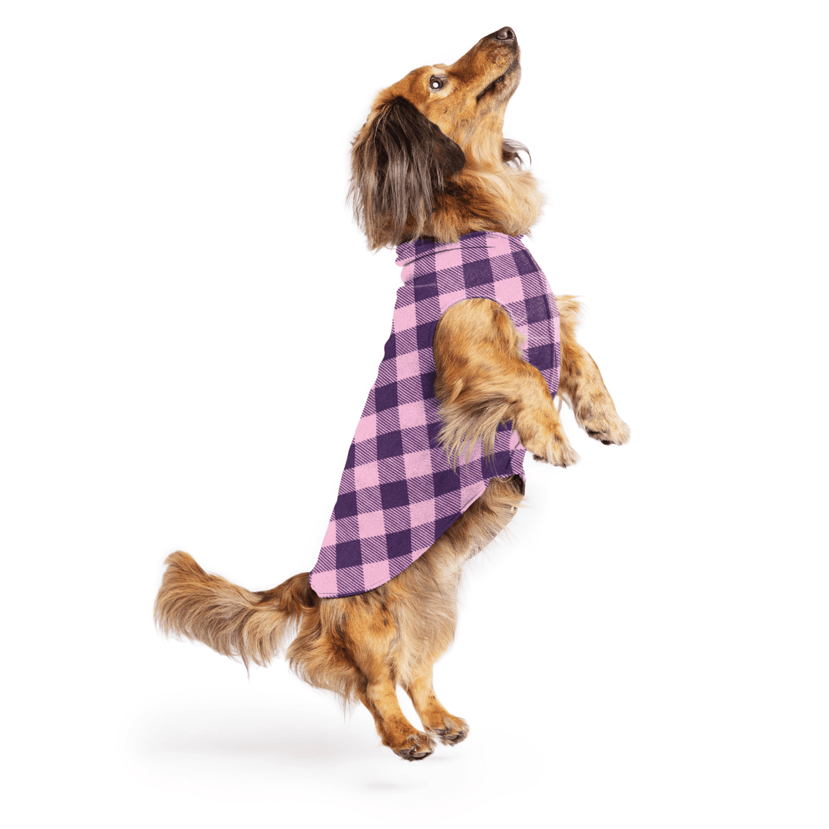 Gold Paw Stretch Fleece Dog Coat - Buffalo Check (Rose)