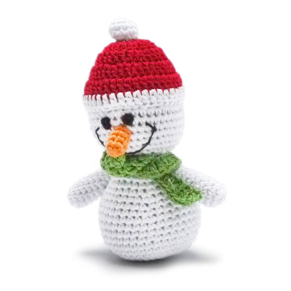 Snowman Crochet Dog Toy with Squeaker