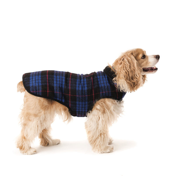 Up Country Plaid Fleece Lined Dog Coat – Blue