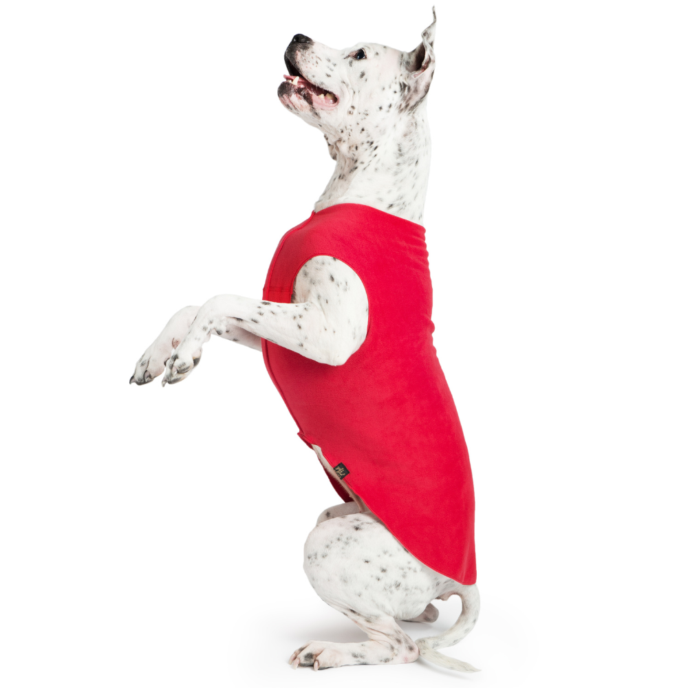 Gold Paw Stretch Fleece Dog Coat - Red