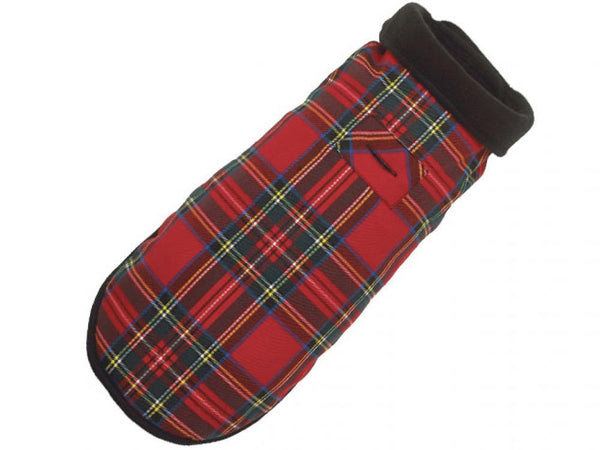 Up Country Plaid Fleece Lined Dog Coat – Red