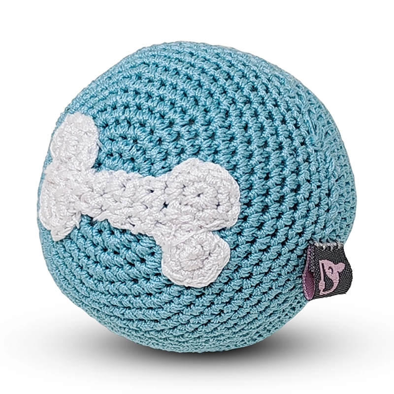 Blue Bone Ball Dog Toy with Squeaker