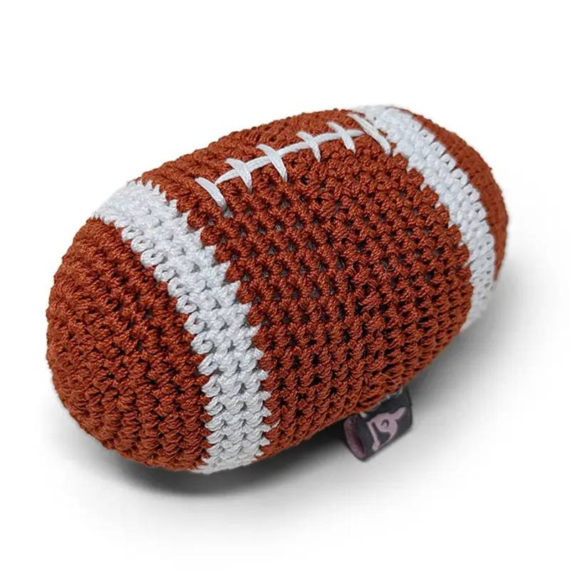Football Crochet Dog Toy with Squeaker