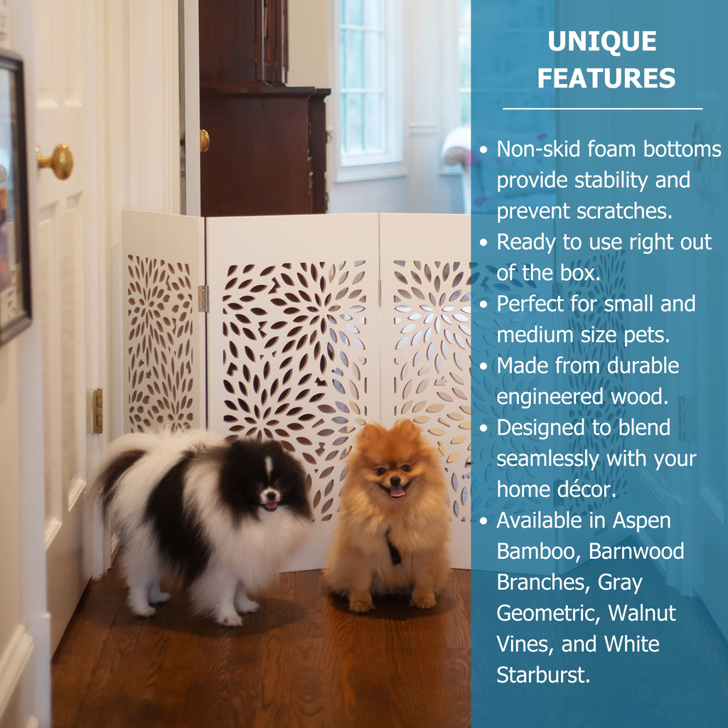 Freestanding Indoor Dog Gate - White Starburst