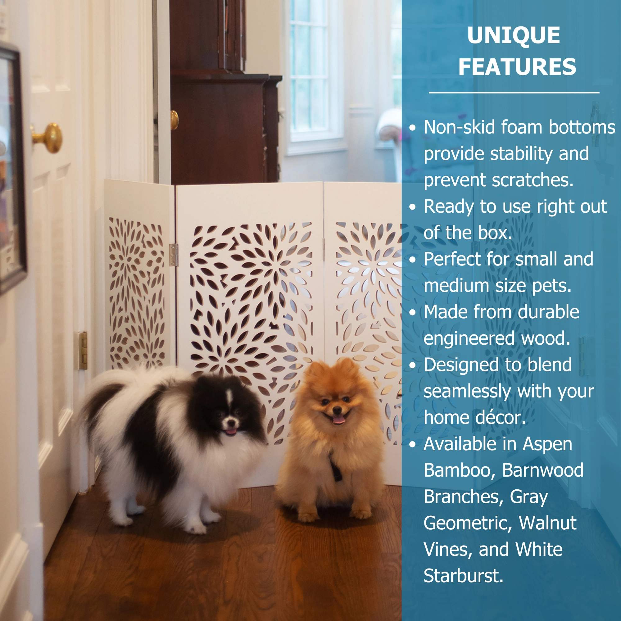 Freestanding Indoor Dog Gate - White Starburst
