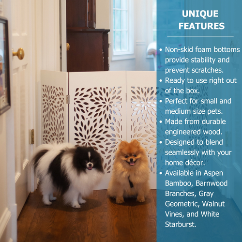 Freestanding Indoor Dog Gate - White Starburst