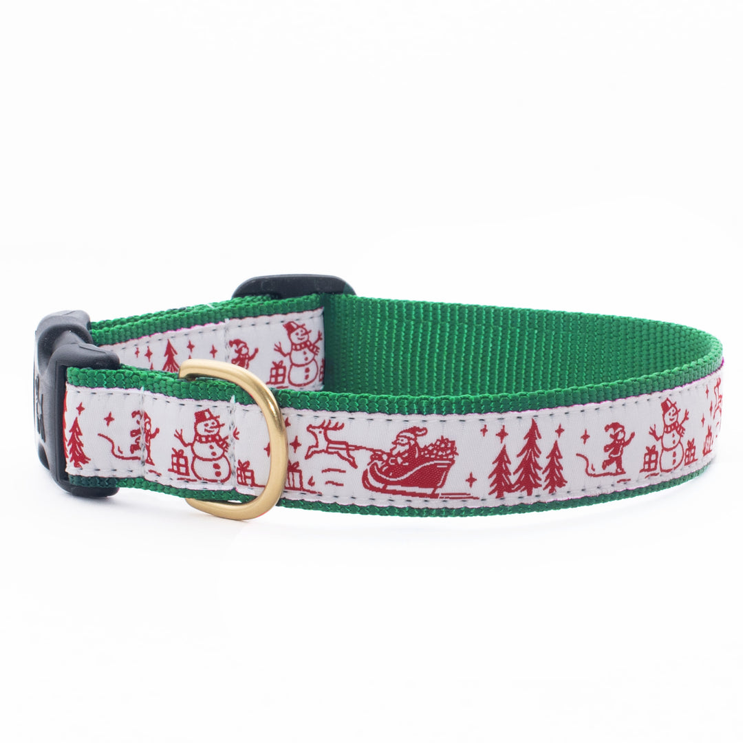 Up Country Christmas Toile Dog Collar