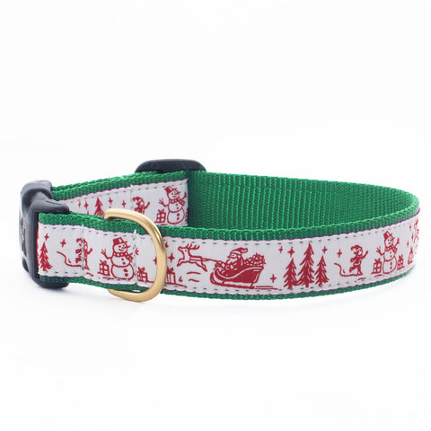 Up Country Christmas Toile Dog Collar