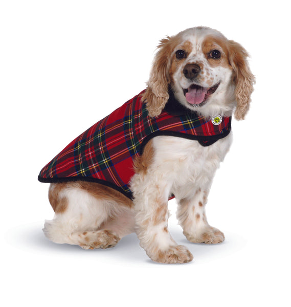 Up Country Plaid Fleece Lined Dog Coat – Red