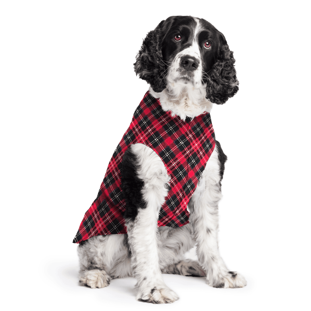 Gold Paw Stretch Fleece Dog Coat - Red Classic Plaid