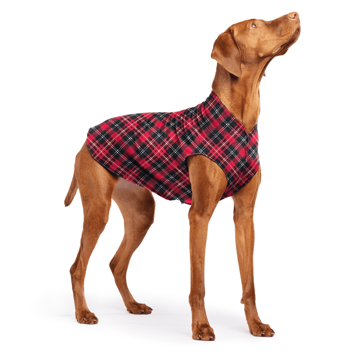 Gold Paw Stretch Fleece Dog Coat - Red Classic Plaid