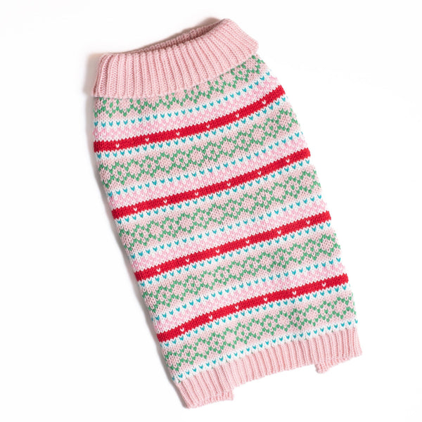Up Country Pink Faire Isle Dog Sweater