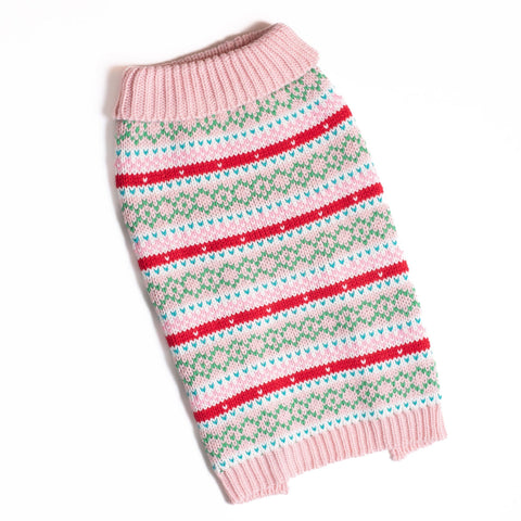 Up Country Pink Faire Isle Dog Sweater