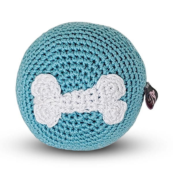 Blue Bone Ball Dog Toy with Squeaker