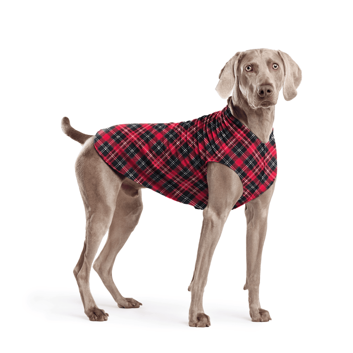 Gold Paw Stretch Fleece Dog Coat - Red Classic Plaid