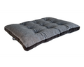 Otter dog bed, gray futon cushion with tufted padding and dark sides.
