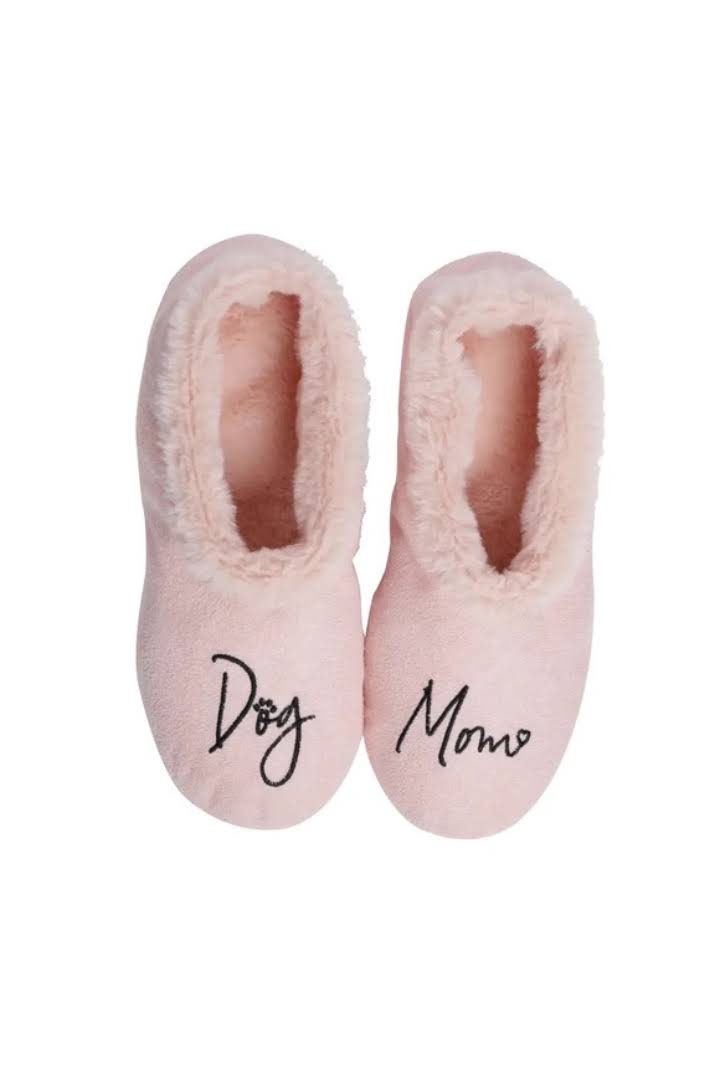 Dog Mom Pink Footsies Slippers