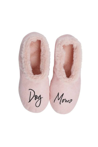 Dog Mom Pink Footsies Slippers