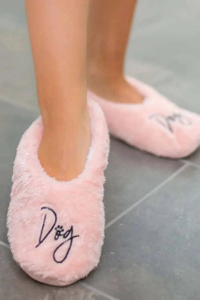 Dog Mom Pink Footsies Slippers
