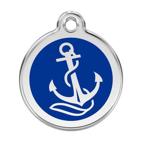 Red Dingo Stainless Steel & Enamel Anchor Dog ID Tag