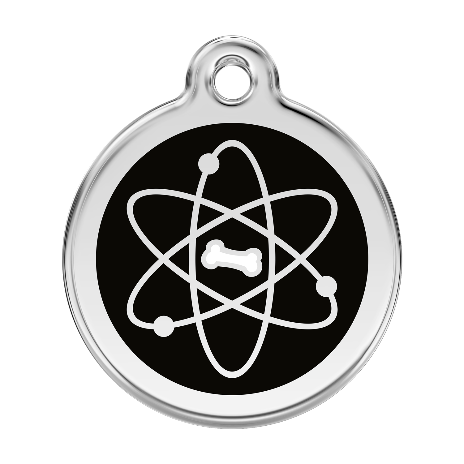Stainless Steel & Enamel Atom Dog ID Tag