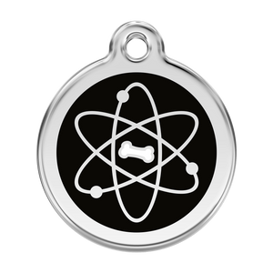 Stainless Steel & Enamel Atom Dog ID Tag