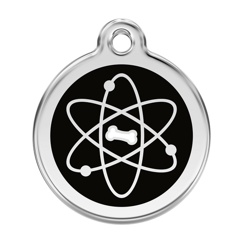 Stainless Steel & Enamel Atom Dog ID Tag