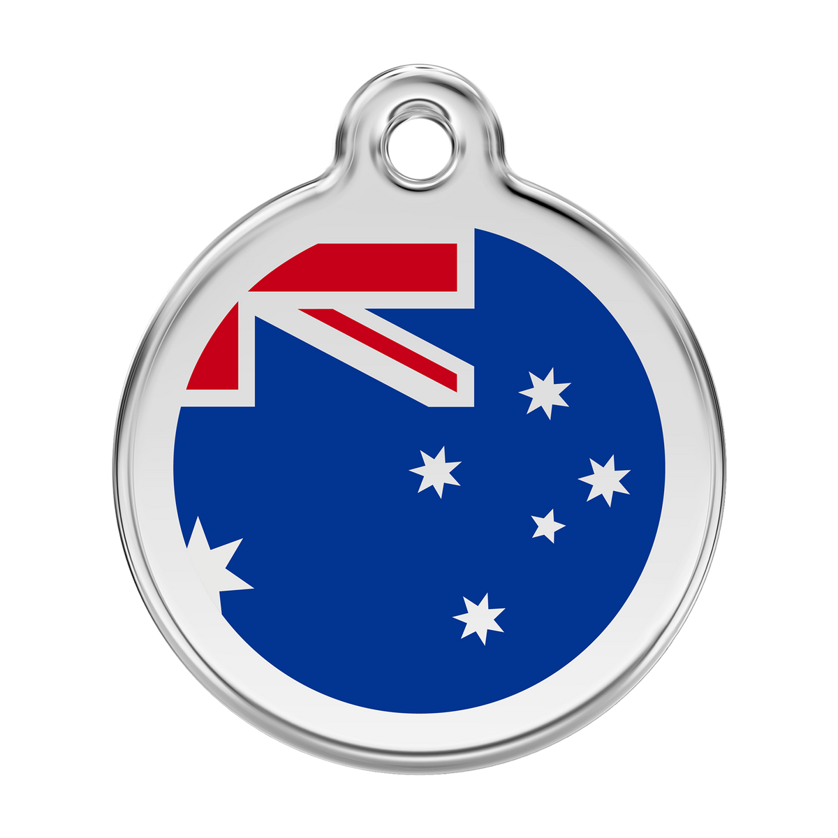 Red Dingo Stainless Steel & Enamel Australian Flag Dog ID Tag PupLife
