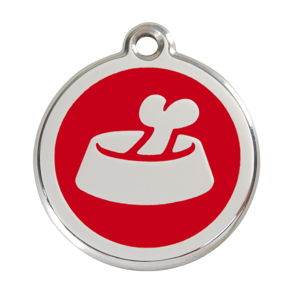 Red Dingo Stainless Steel & Enamel Bone In A Bowl Dog ID Tag