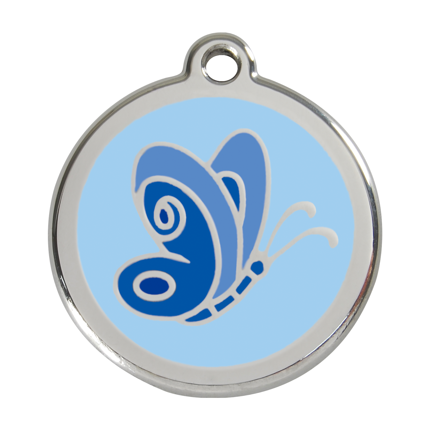 Red Dingo Stainless Steel & Enamel Blue Butterfly Dog ID Tag