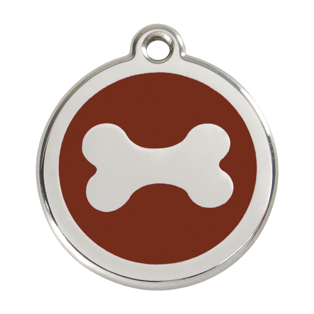 Red Dingo Stainless Steel & Enamel Dog Bone Dog ID Tag