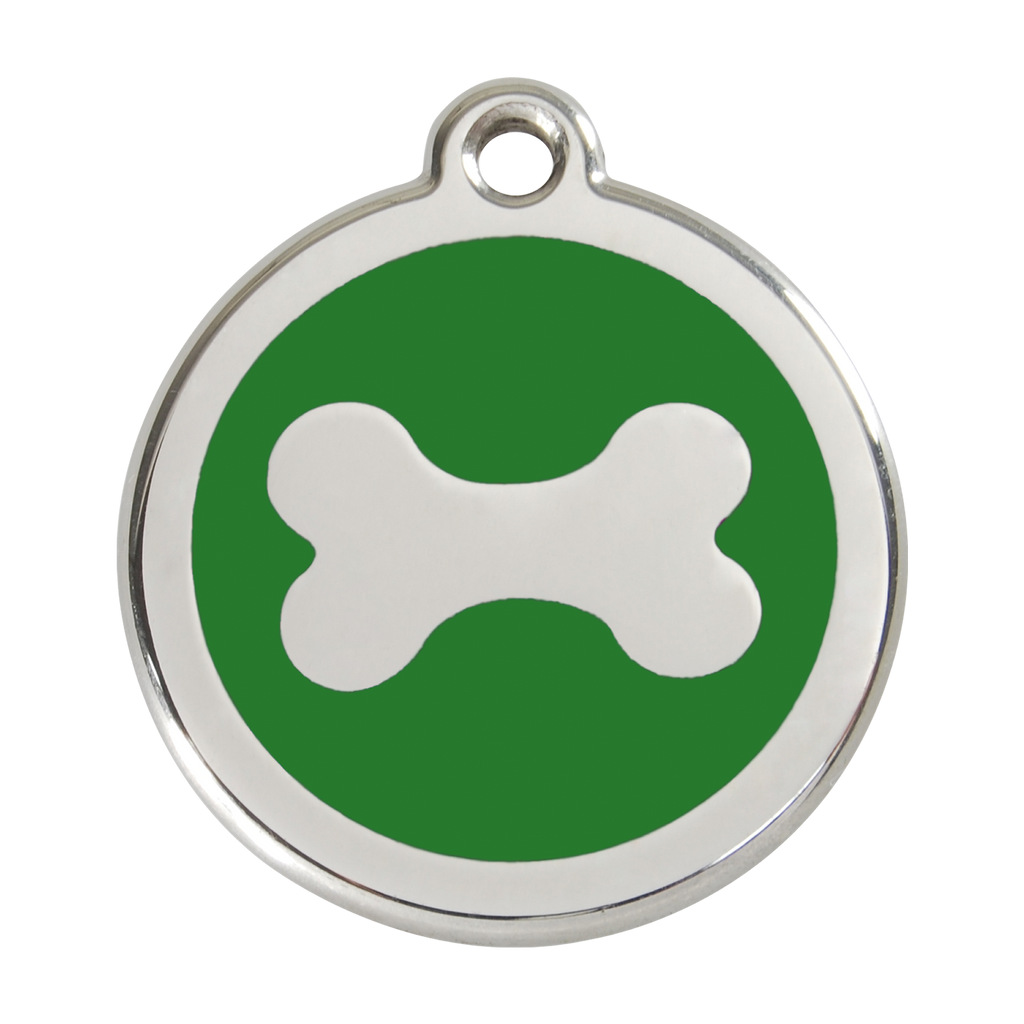 Red Dingo Stainless Steel & Enamel Dog Bone Dog ID Tag