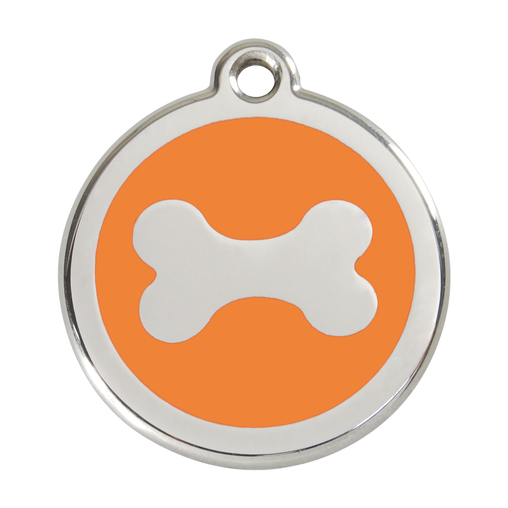 Red Dingo Stainless Steel & Enamel Dog Bone Dog ID Tag