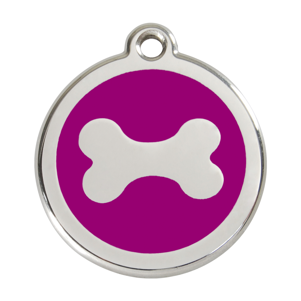 Red Dingo Stainless Steel & Enamel Dog Bone Dog ID Tag