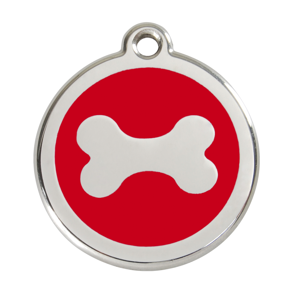 Red Dingo Stainless Steel & Enamel Dog Bone Dog ID Tag