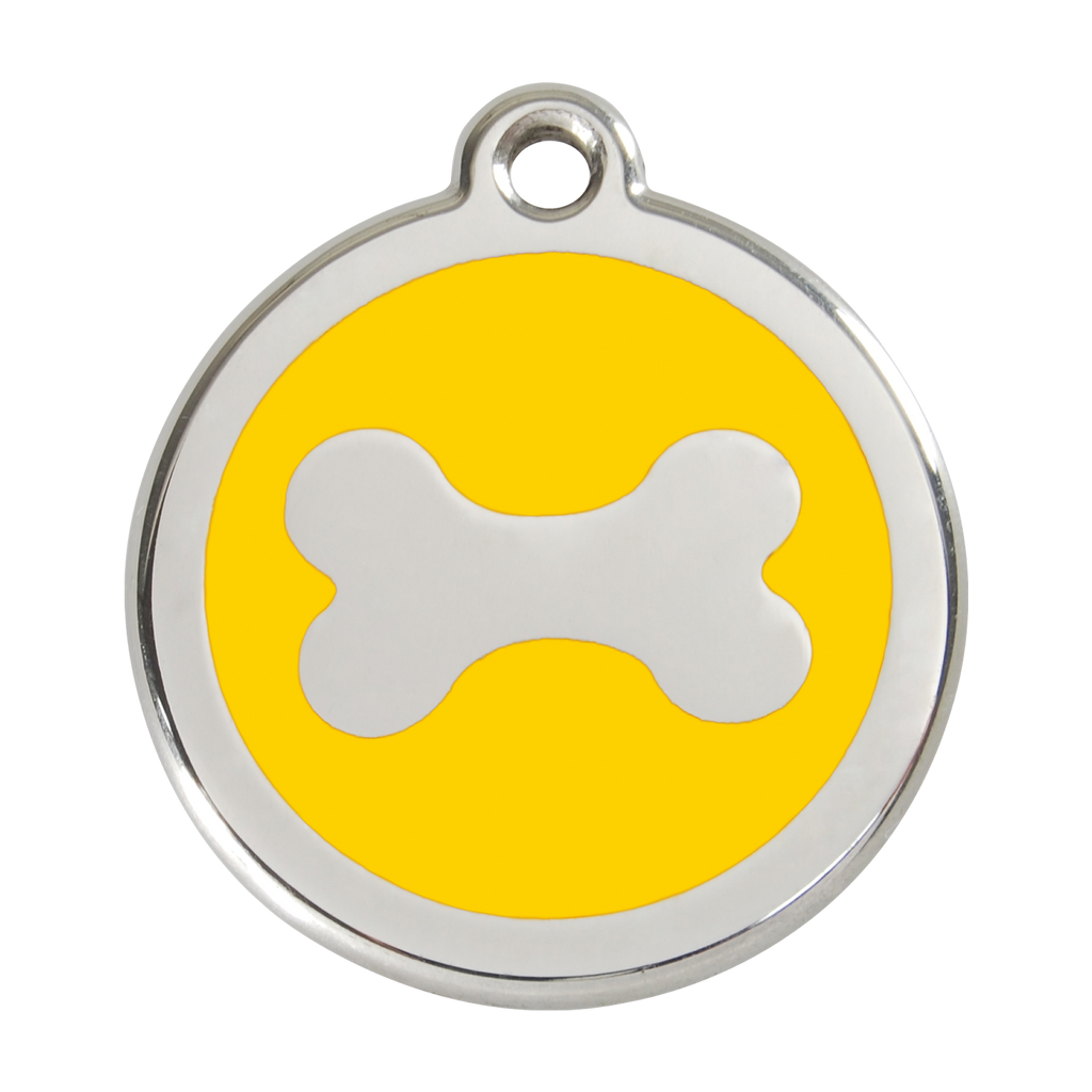 Red Dingo Stainless Steel & Enamel Dog Bone Dog ID Tag