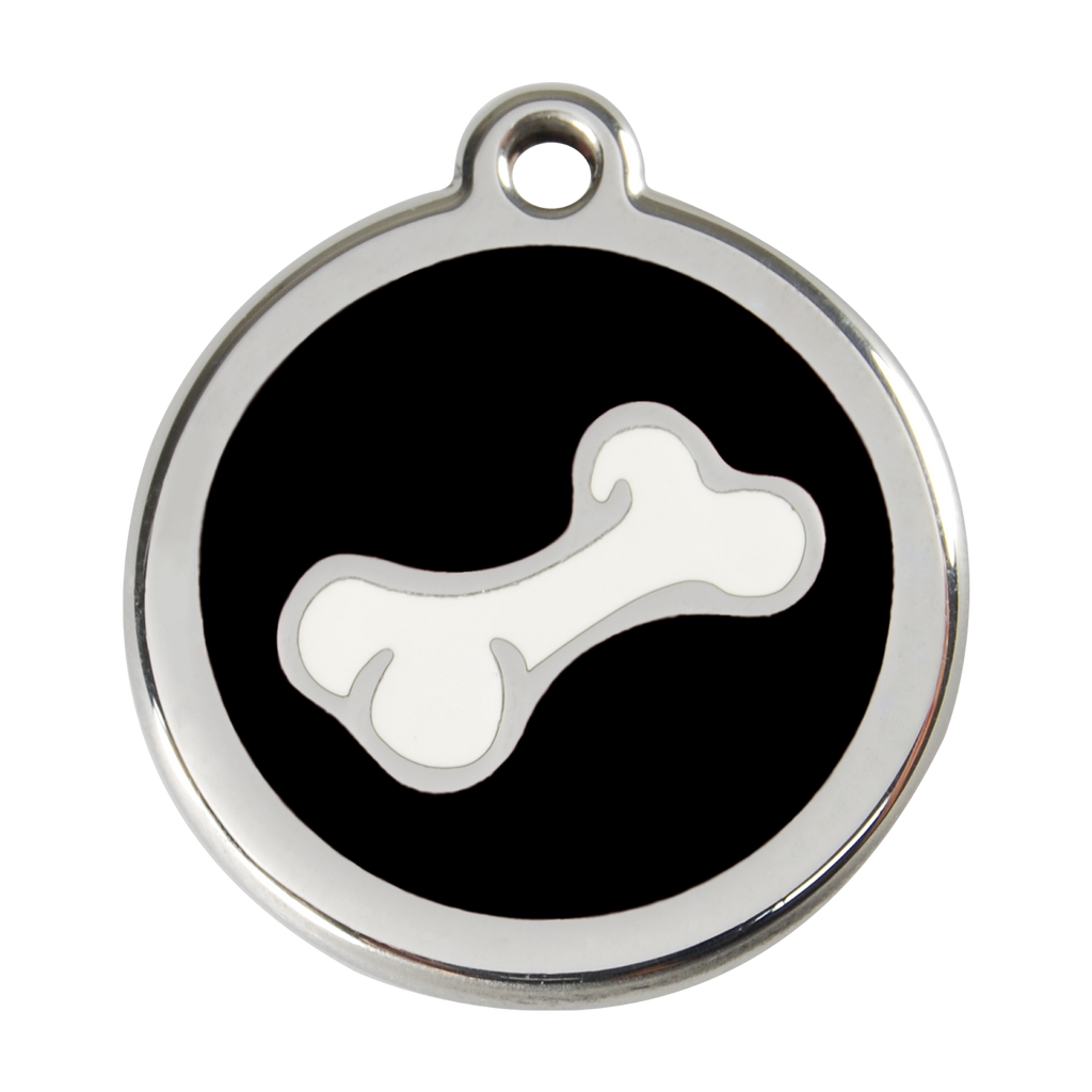 Red Dingo Stainless Steel Enamel 3D Bone Dog ID Tag PupLife