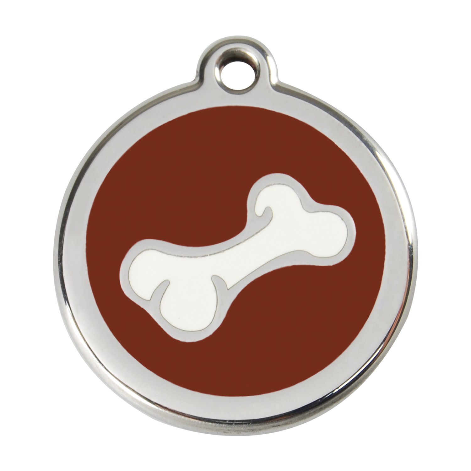 Red Dingo Stainless Steel & Enamel 3D Bone Dog ID Tag