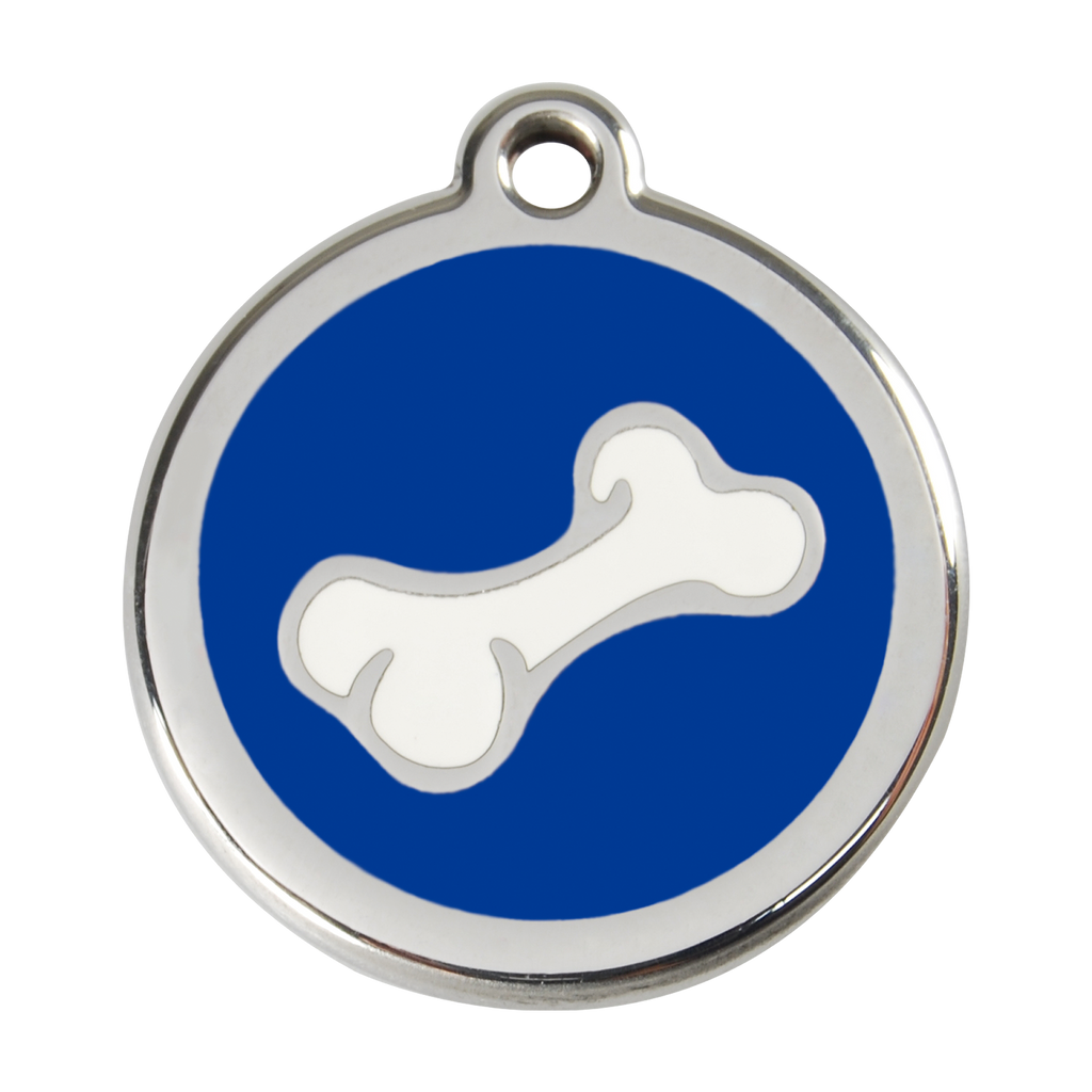 Red Dingo Stainless Steel & Enamel 3D Bone Dog ID Tag