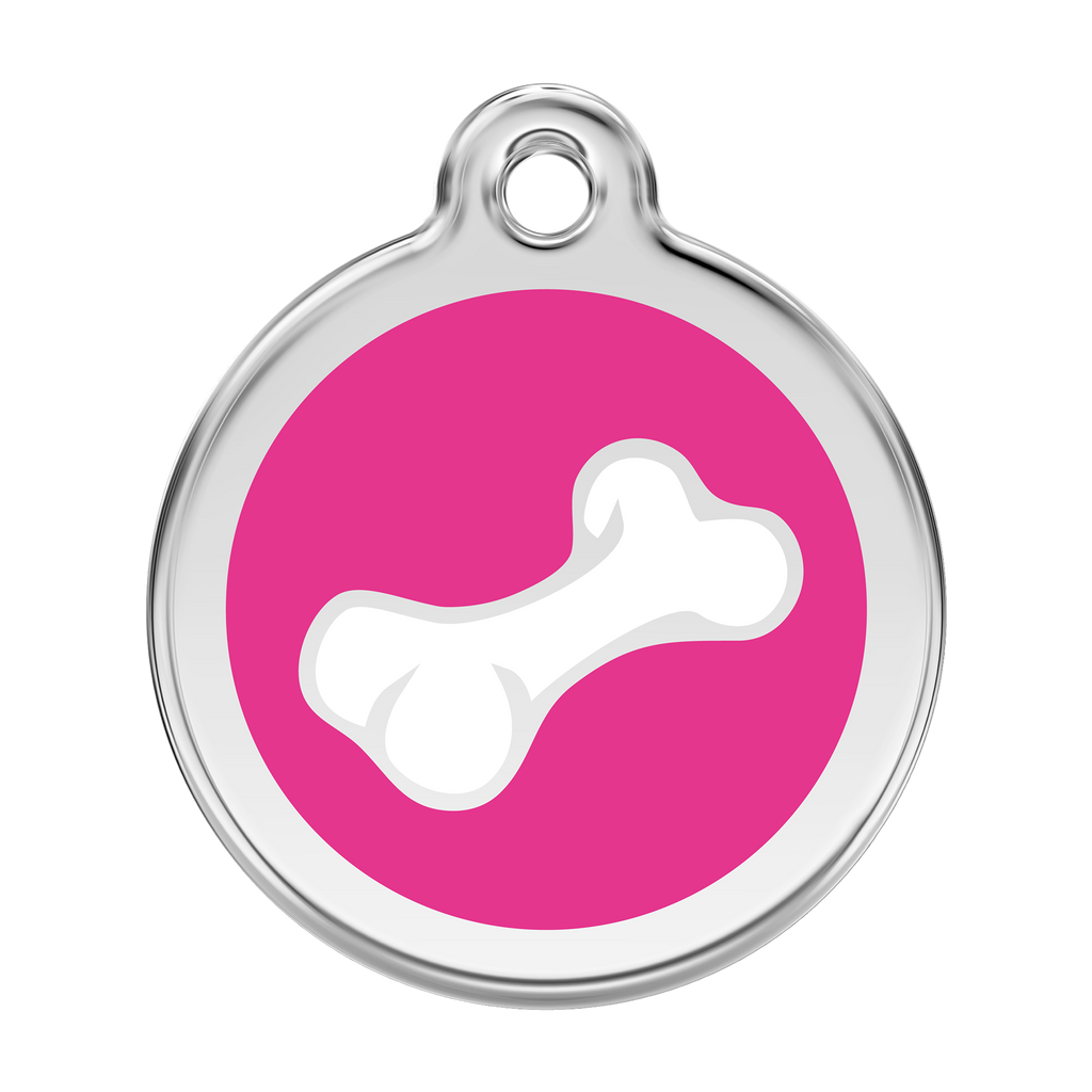 Red Dingo Stainless Steel & Enamel 3D Bone Dog ID Tag